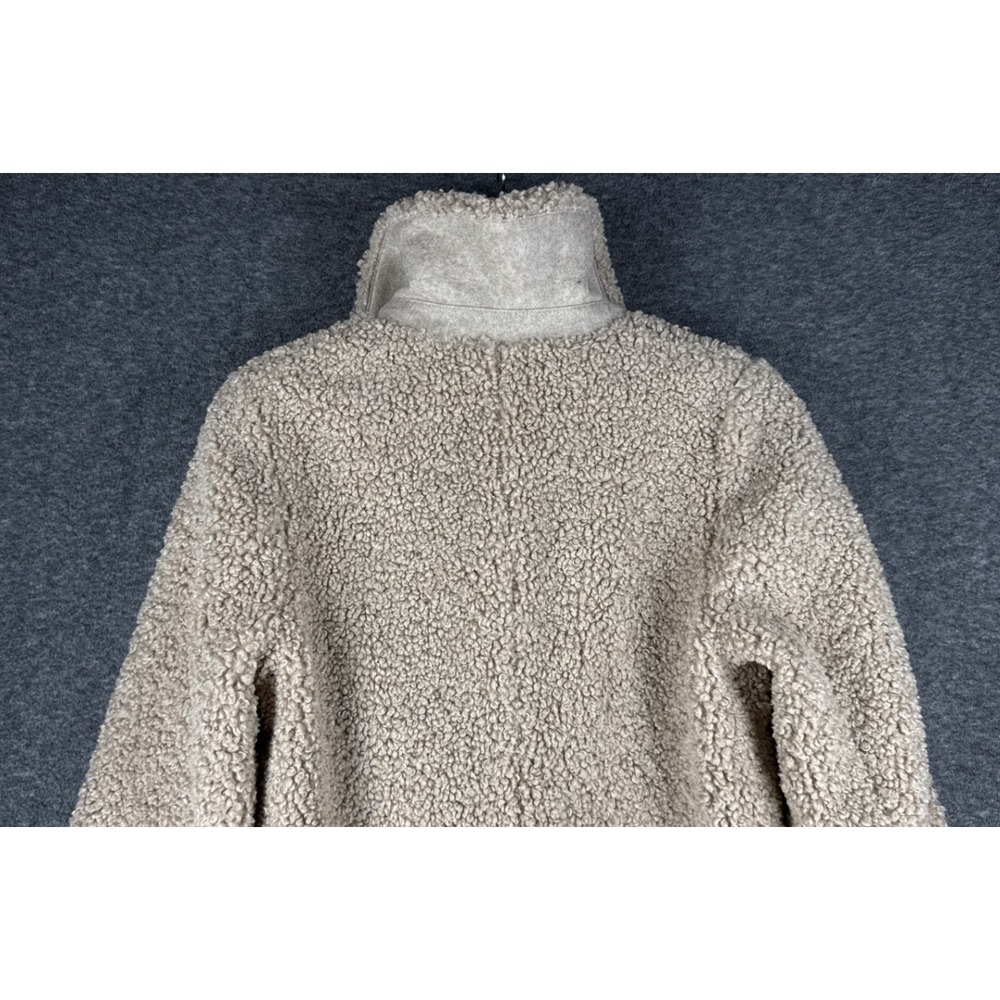 Boden Winter Teddy Coat Size 2 Beige Pockets Retro Faux Shearling Button Front - Picture 14 of 15